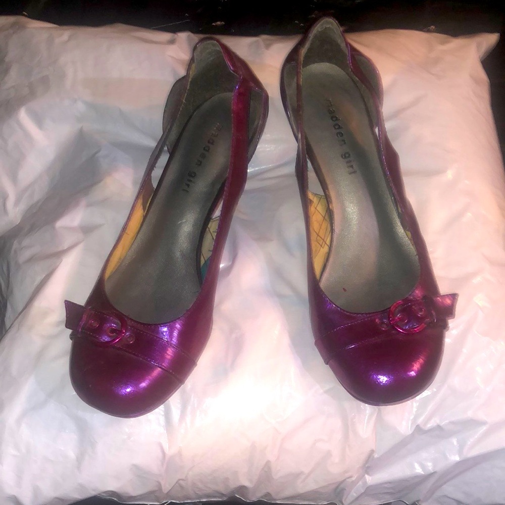Shimmery blue-magenta painted Madden Girl heels